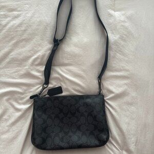 Two Tone Black and Brown Medium Crossbody Coach Purse